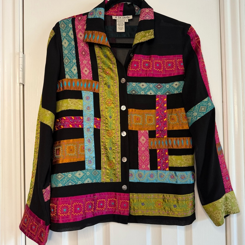 Colorful Patchwork Button-Up Shirt